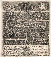 Karlsruhe von Süden 1739, Kupferstich des Hofgärtners Christian Thran. Stadtarchiv Karlsruhe 8/PBS XVI 48